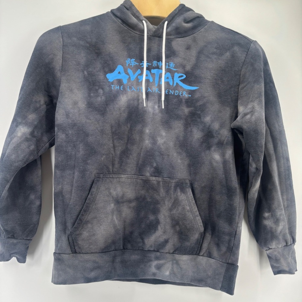 Avatar The Last Airbender Hoodie Mens Large Grey Acid Wash Aang Graphic Anime
